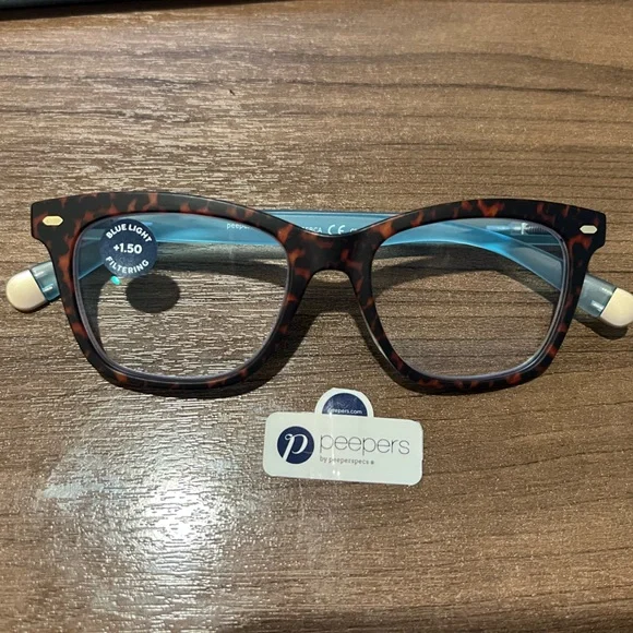Peepers Sinclair Blue Light Tortoise and Blue Color reading glasses 1.5 strength - Picture 1 of 14